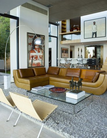 Leather sofa in living room